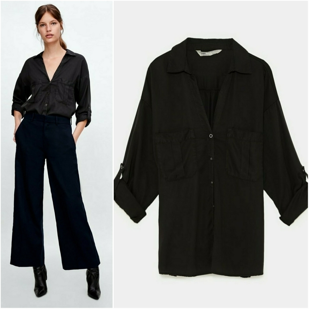ZARA // tencel lyocell flowy snap button shirt - Picture 9 of 15